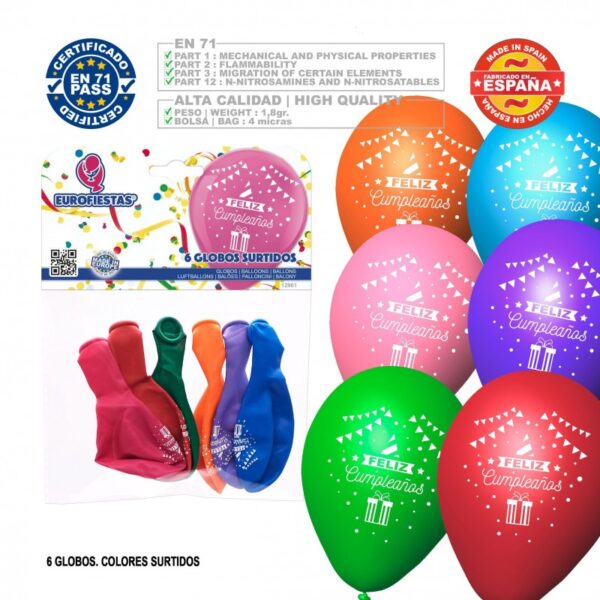 Globos Felicidades Pack de 6