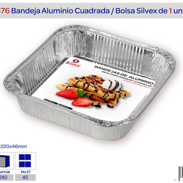 Silver Bandejas de Aluminio 220x220x46mm